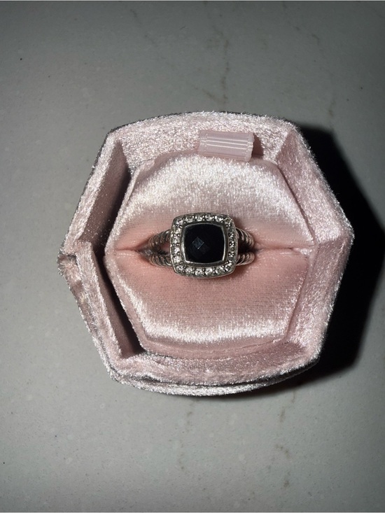 David Yurman Jewelry - David Yurman Silver Ring with Black Center and Pavé Diamonds